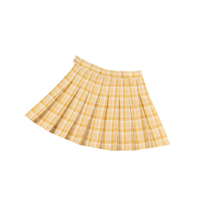 Kawaii Orange Plaid Skirt