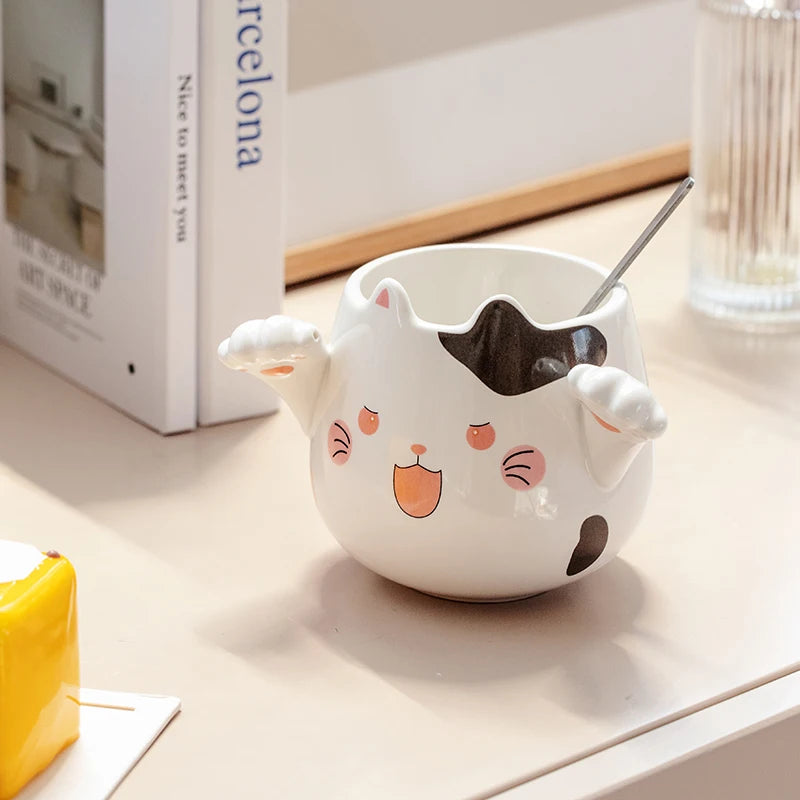 Ceramic Cat Mugs With Spoon