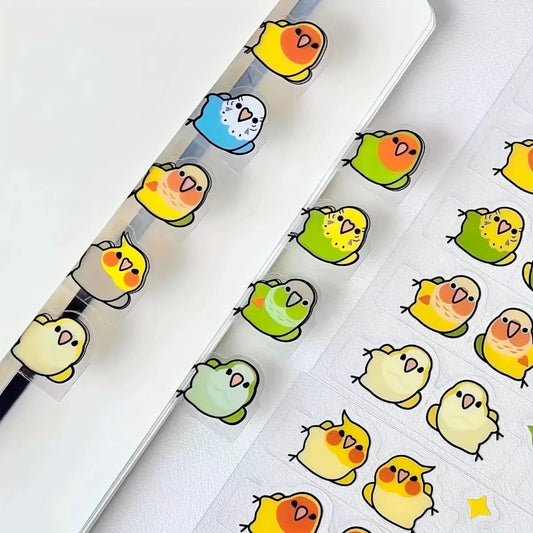 Colorful bird illustrations, these stickers are on a clear background