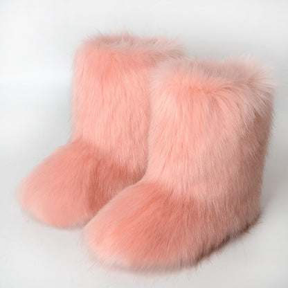 Kawaii Funky Furry Boots in Pink
