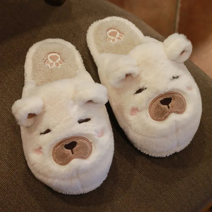 Fuzzy Teddy Bear Slippers