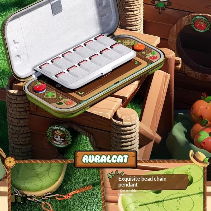Open wooden tool box with compartments on a grassy background, featuring 'Ruralcat' branding.
