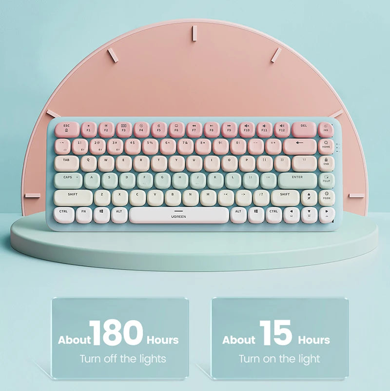 Pastel Pink & Green Wireless Keyboard