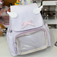 Kawaii Polka Dot Backpack front view in light purple 