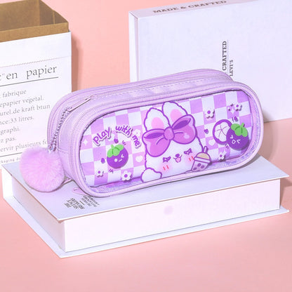 Kawaii Sassy Bunny Purple  Pencil Case