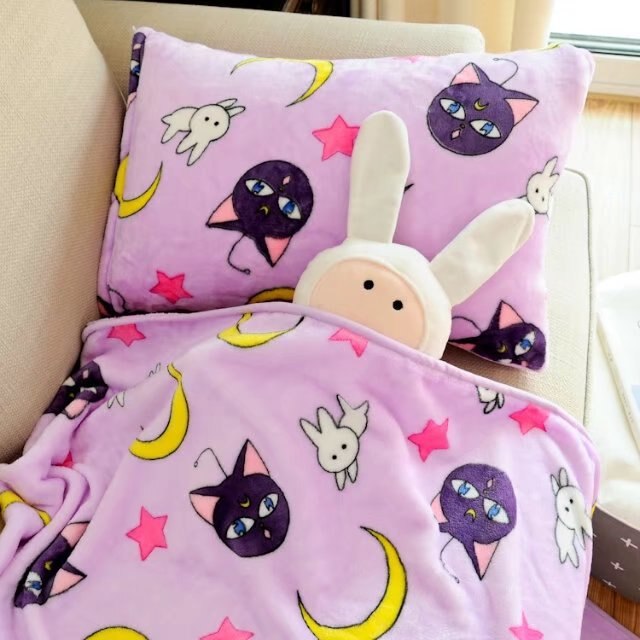 Moon Bunny Flannel Blanket & Pillowcase