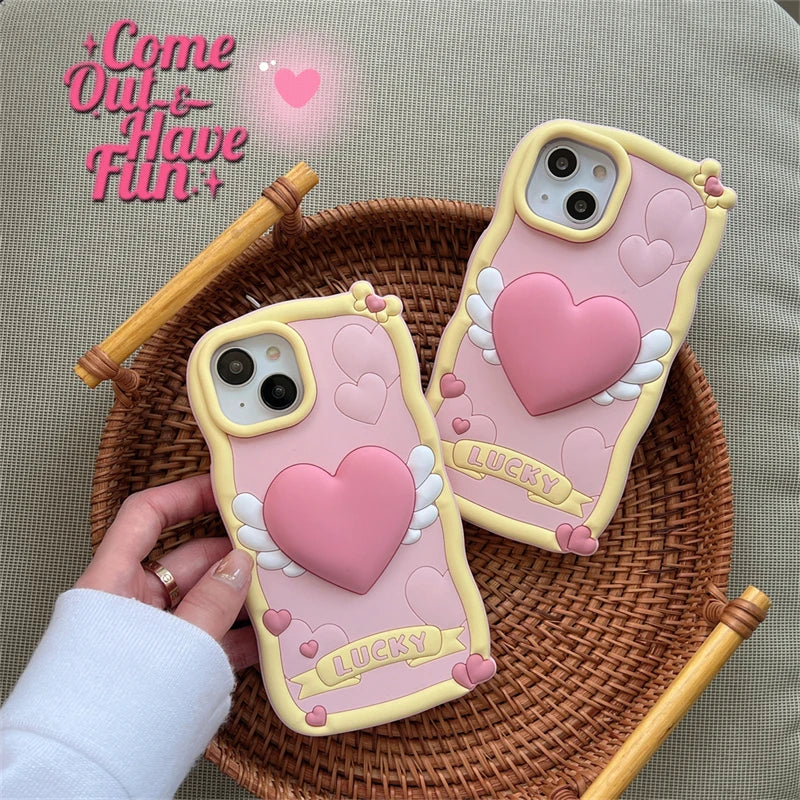 Kawaii Heart Wings iPhone Case