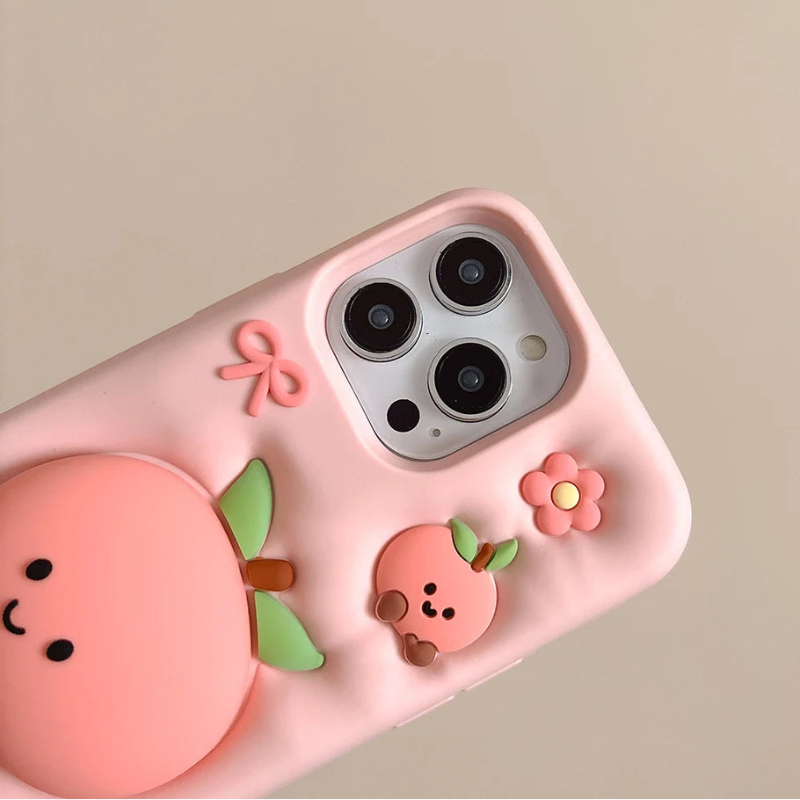 Rear view of Kawaii Peach iPhone Case 