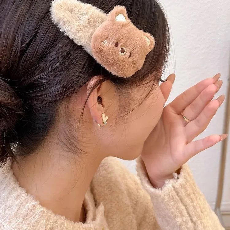Black Plush Teddy Bear Hair Clip with Gold Accents Amazon.com : 4 PCS Plush Bear Hair Clip Fashion Large  main image 3
