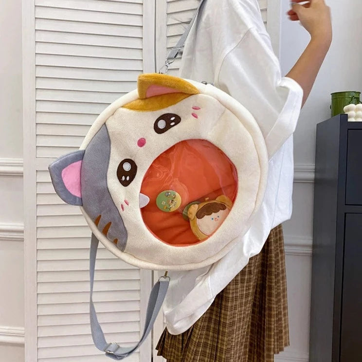 Plush Cat Pin Display Backpack