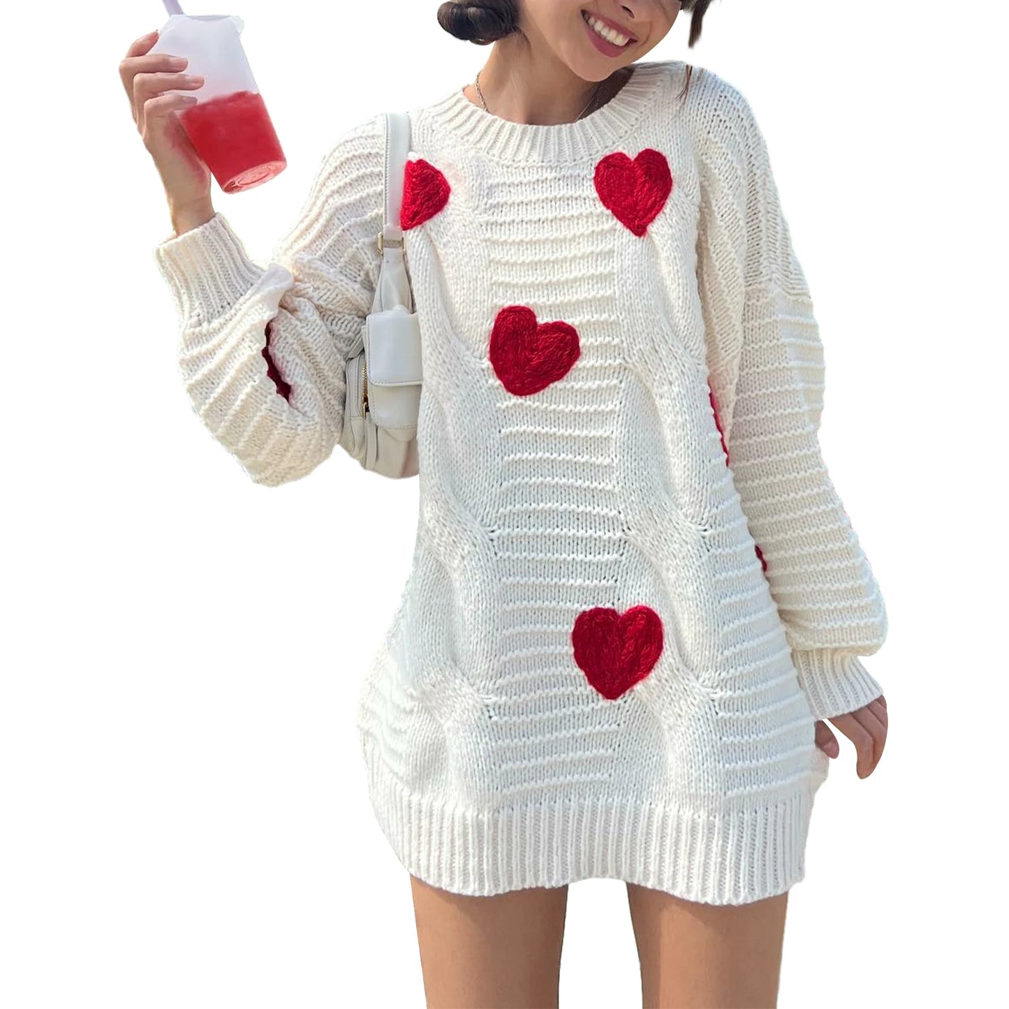 Kawaii Heart Pattern Loose Sweater