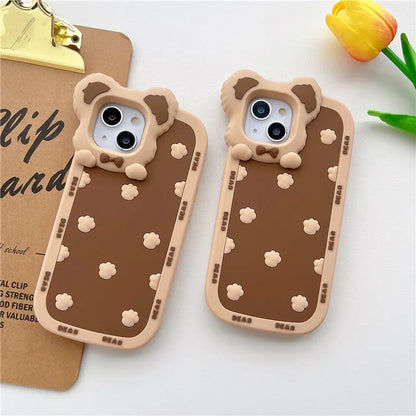 Cute Bear & Paw Prints iPhone Case