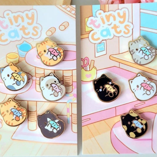 Multi Colored Kawaii Cute Tiny Cat Enamel Pins