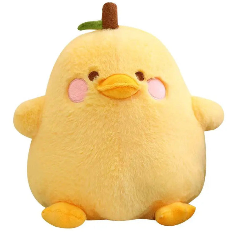 Front view of Kawaii  Cute Duck Peak Plushie in yellow  