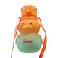duck-shaped water bottle with a smiley face and 'Smile.' text on a white background