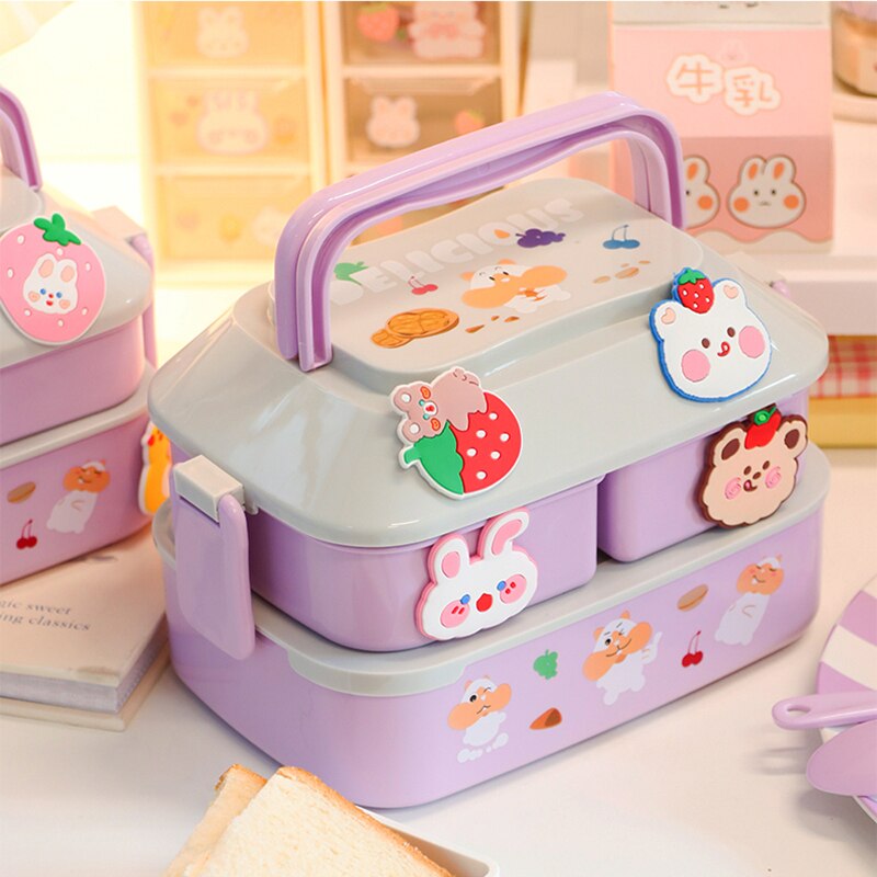 Kawaii Purple Portable Lunch Box