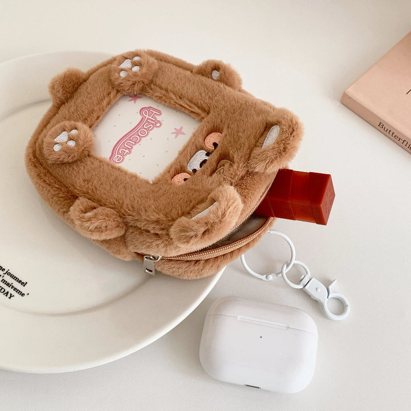 Kawaii Brown Bear Photocard Pouch Keychain