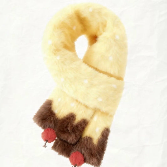 Kawaii Cherry Pudding Cake Plush Scarf