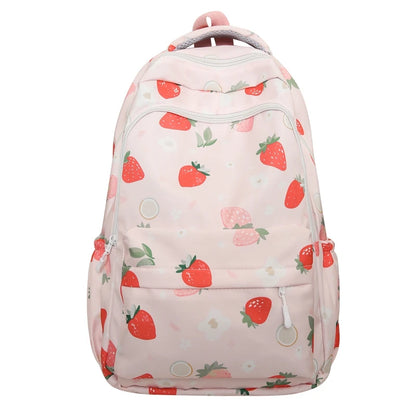 Pastel Strawberry Print Backpacks