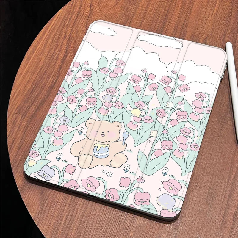 Kawaii Flower Honey Bear iPad Case