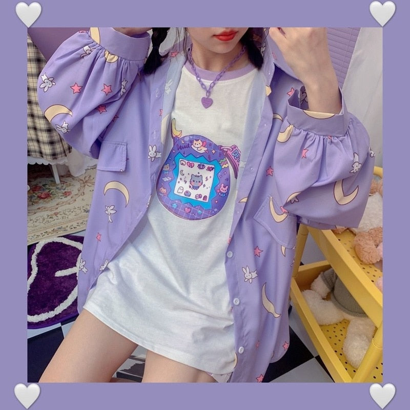 Kawaii Moon Bunny Shirt 