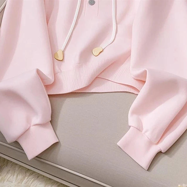 Pastel Pink Heart Buttons Hoodie