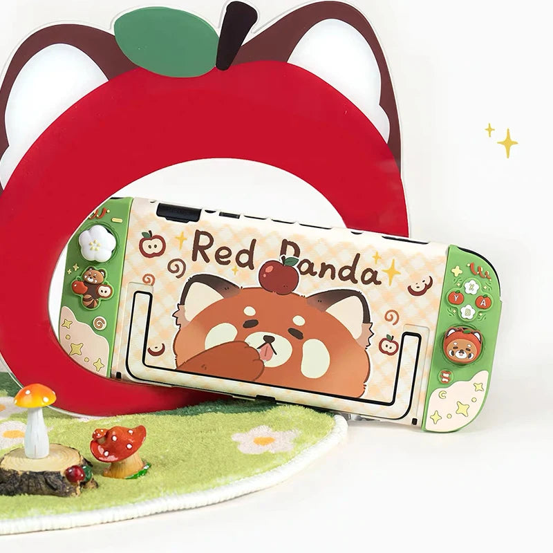 Nintendo Switch case with kawaii red panda design on a white background