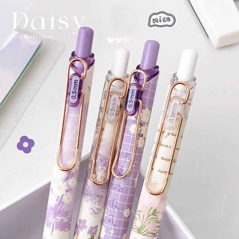 Kawaii Purple Daisy Gel Pens