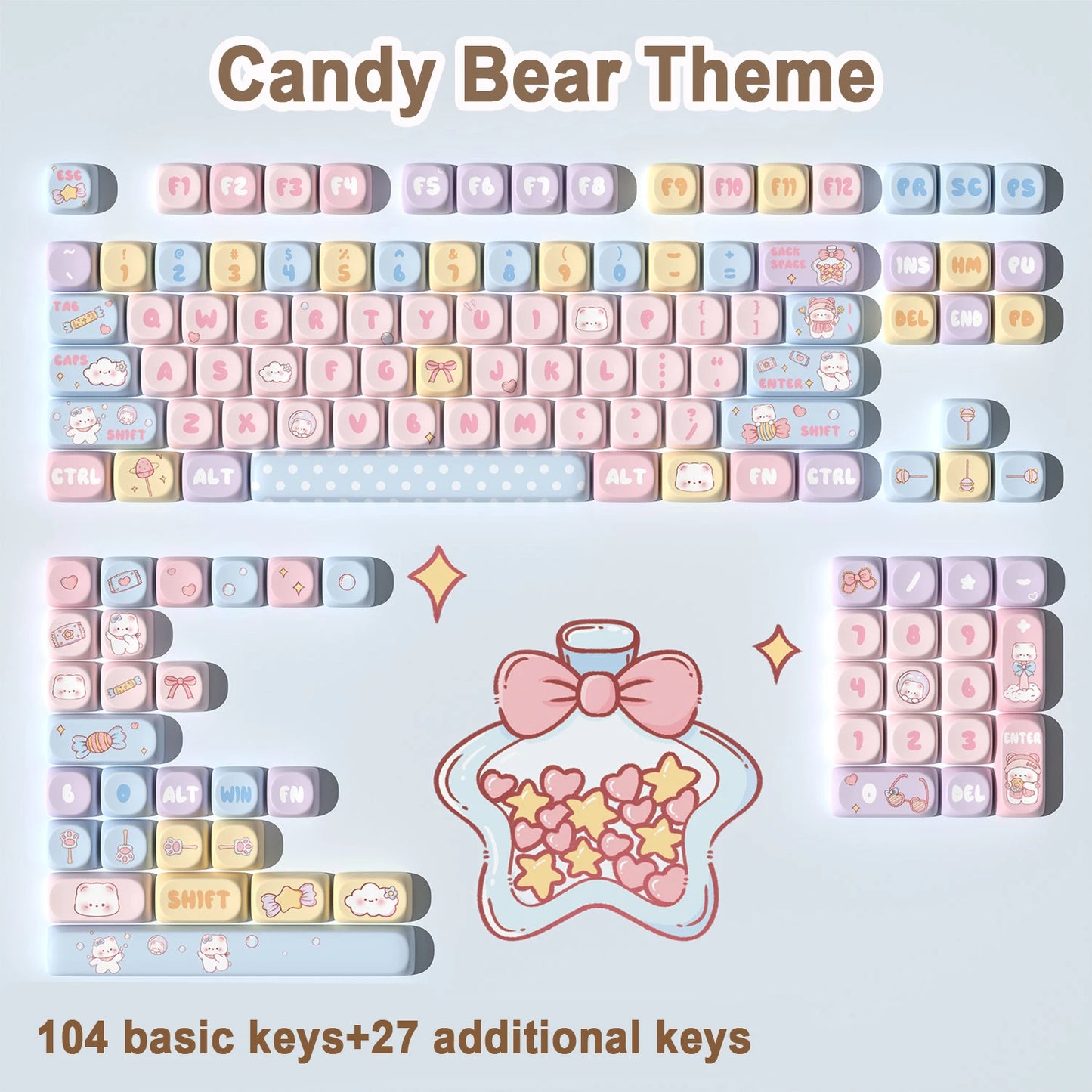 Candy Bear Keyboard Keycaps Set