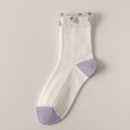 Kawaii Purple Floral Sock