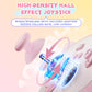 Pink joystick with high-density hall effect technology on a pastel background