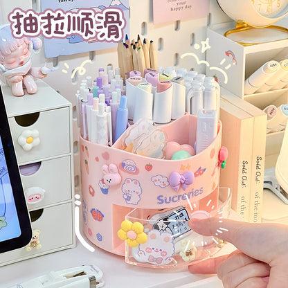 Kawaii Rotating Pen Holder in Pink