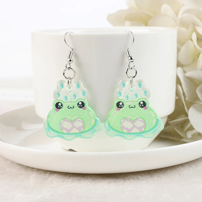 Kawaii Frog Acrylic Earrings