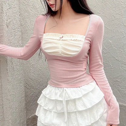 Pink and White Sweet Coquette Top