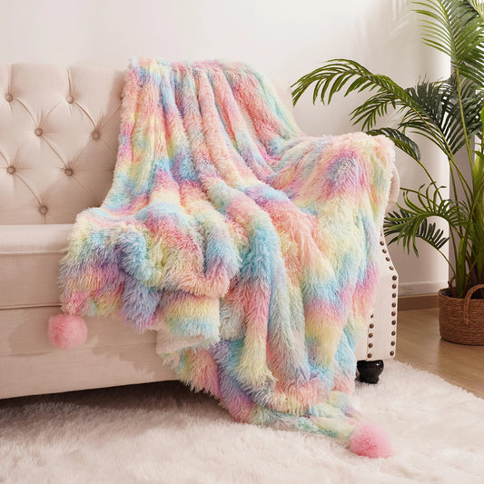 Fluffy Pastel Rainbow Blanket