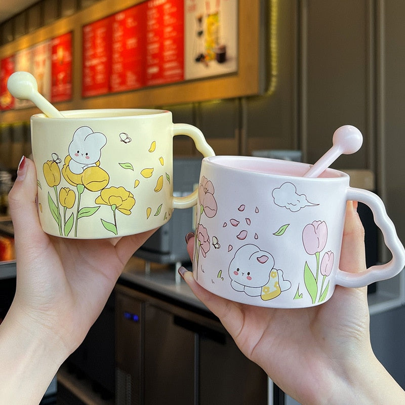 Kawaii Flower Bunny Mugs