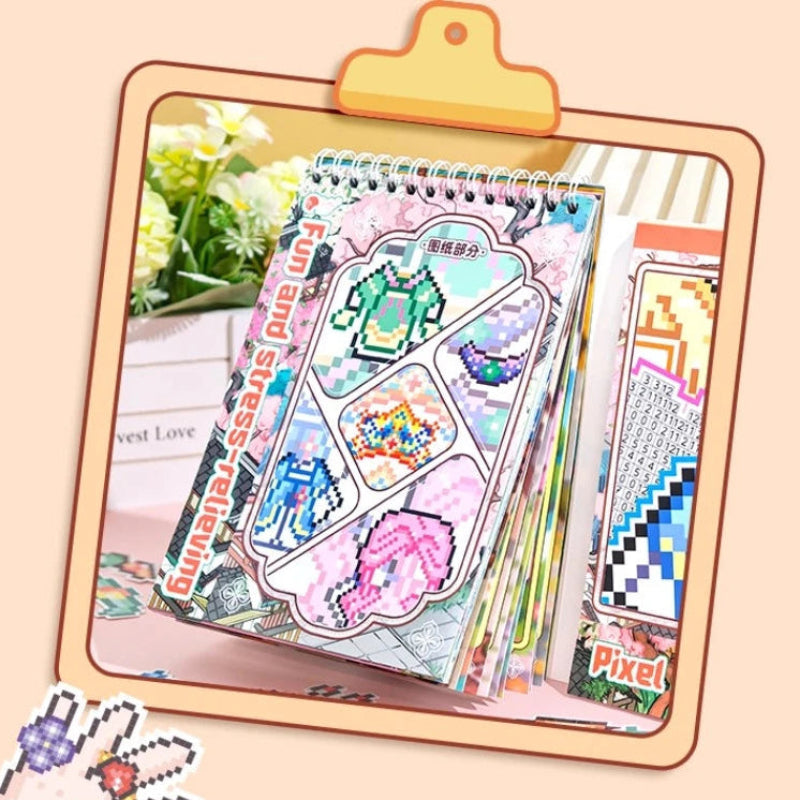 Front view on a clipboard of the ZIYI Dress Up Pixel Art Stickers