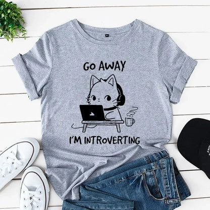 "Go Away I'm Introverting" Cat T-Shirt