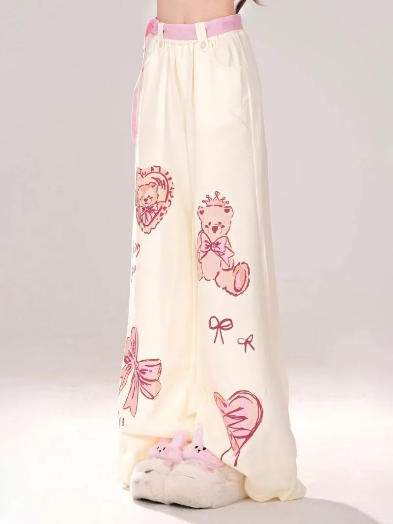 Kawaii Teddy Bear Print Pants