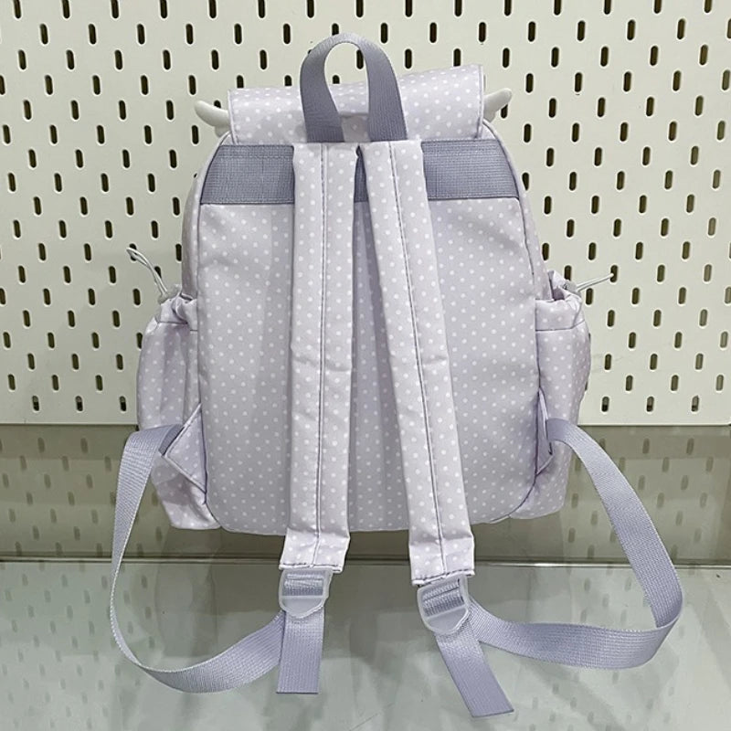 Kawaii Polka Dot Backpack rear view in grey