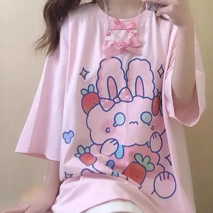 Pink Strawberry Bunny Harajuku T-Shirt