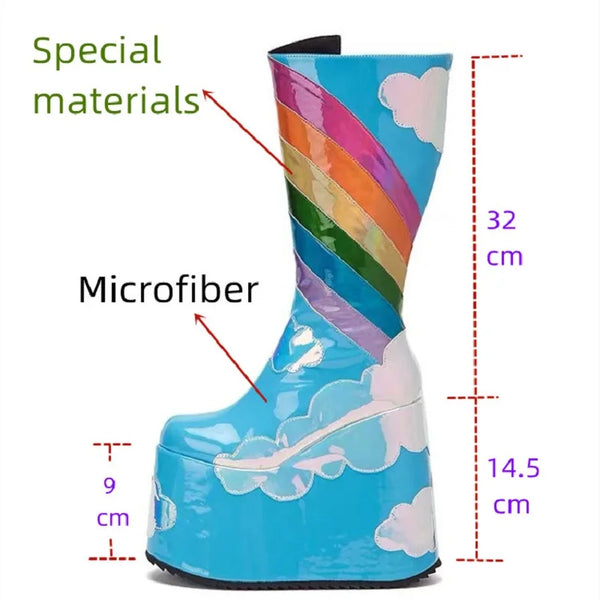 Rainbow Clouds Platform Boots Kore Kawaii
