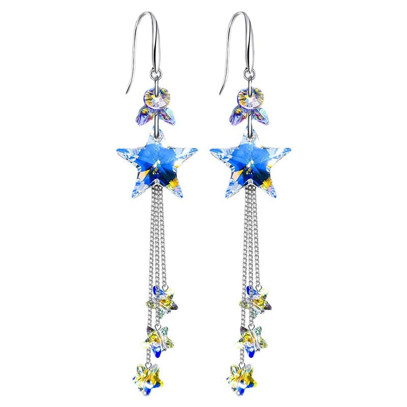 Kawaii Crystal Star Dangling Earrings