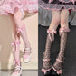 Kawaii front view Polka Dot  pink and black socks modeled by a women