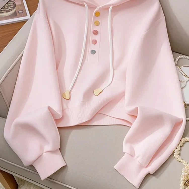 Pastel Pink Heart Buttons Hoodie