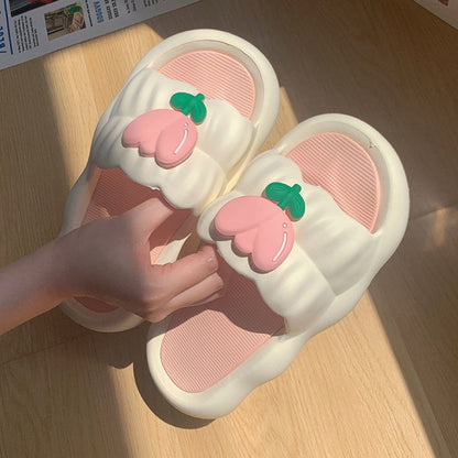 Kawaii White and Pink Comfy Flower Slippers