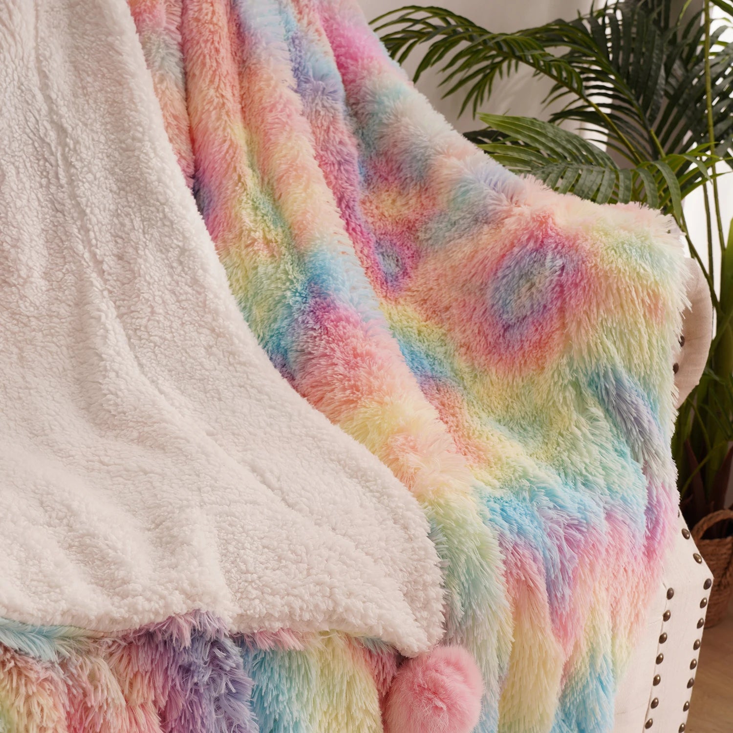 Fluffy Pastel Rainbow Blanket