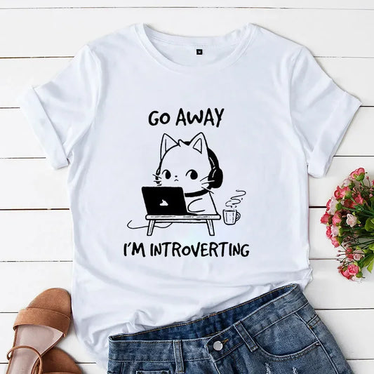 "Go Away I'm Introverting" Cat T-Shirt