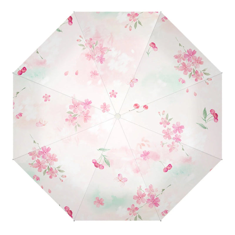 Floral patterned umbrella on a white background