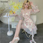 Kawaii Floral Off-Shoulder Chiffon Dress